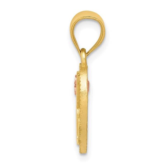 14k Two Tone Gold Grace Collection 15mm Heart Initial K Pendant - Picture 2 of 5